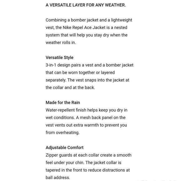 NWT|Nike Repel Ace 3 in 1 Light Pink Golf Jacket, MEDIUM - Picture 8 of 16